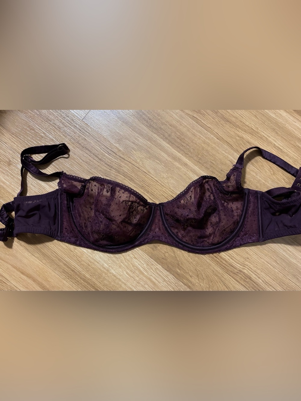 Victoria's Secret Sheer Lace Underwire Bra in Plum 38D